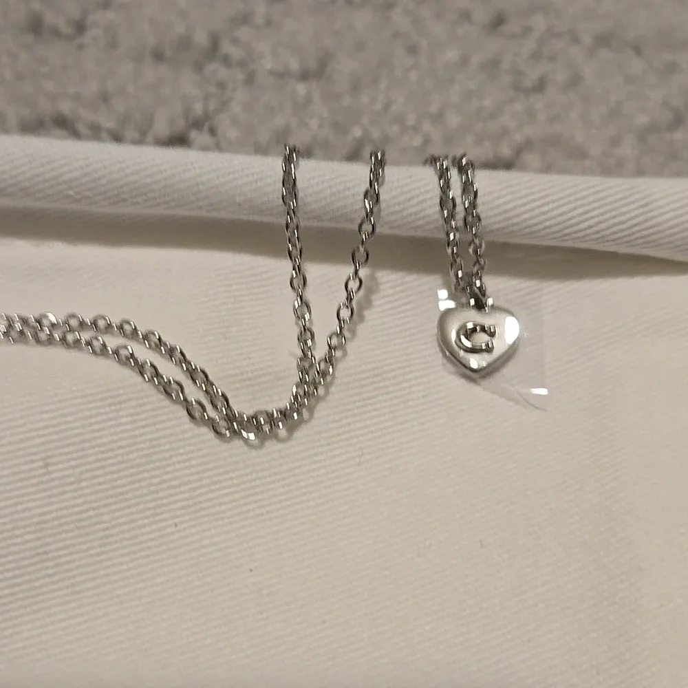 Coach Silver Heart Necklace NWT